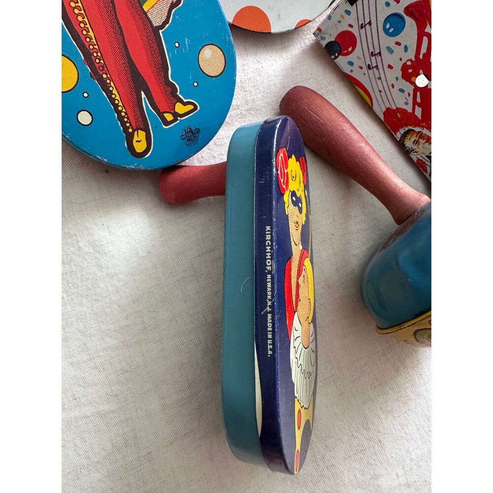 Vintage Tin Noise Makers KIRCHHOF Life of the Party Circus Toy Clapper - Picture 2 of 4